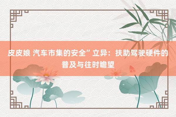 皮皮娘 汽车市集的安全”立异：扶助驾驶硬件的普及与往时瞻望