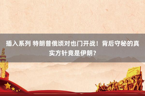 插入系列 特朗普俄顷对也门开战！背后守秘的真实方针竟是伊朗？